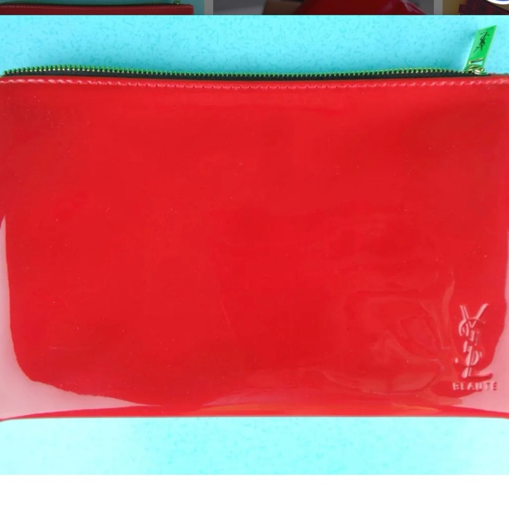NWOT YSL YVES SAINT LAURENT Red Patent Leather Cosmetic Bag Clutch
